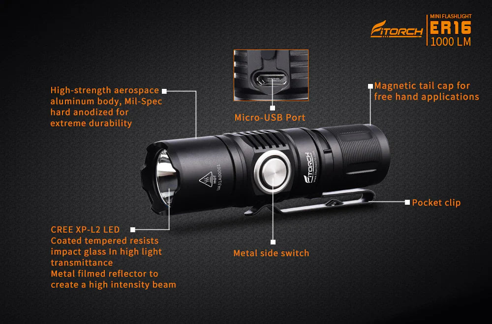 Fitorch ER16 Torch with Battery Outdoor Action