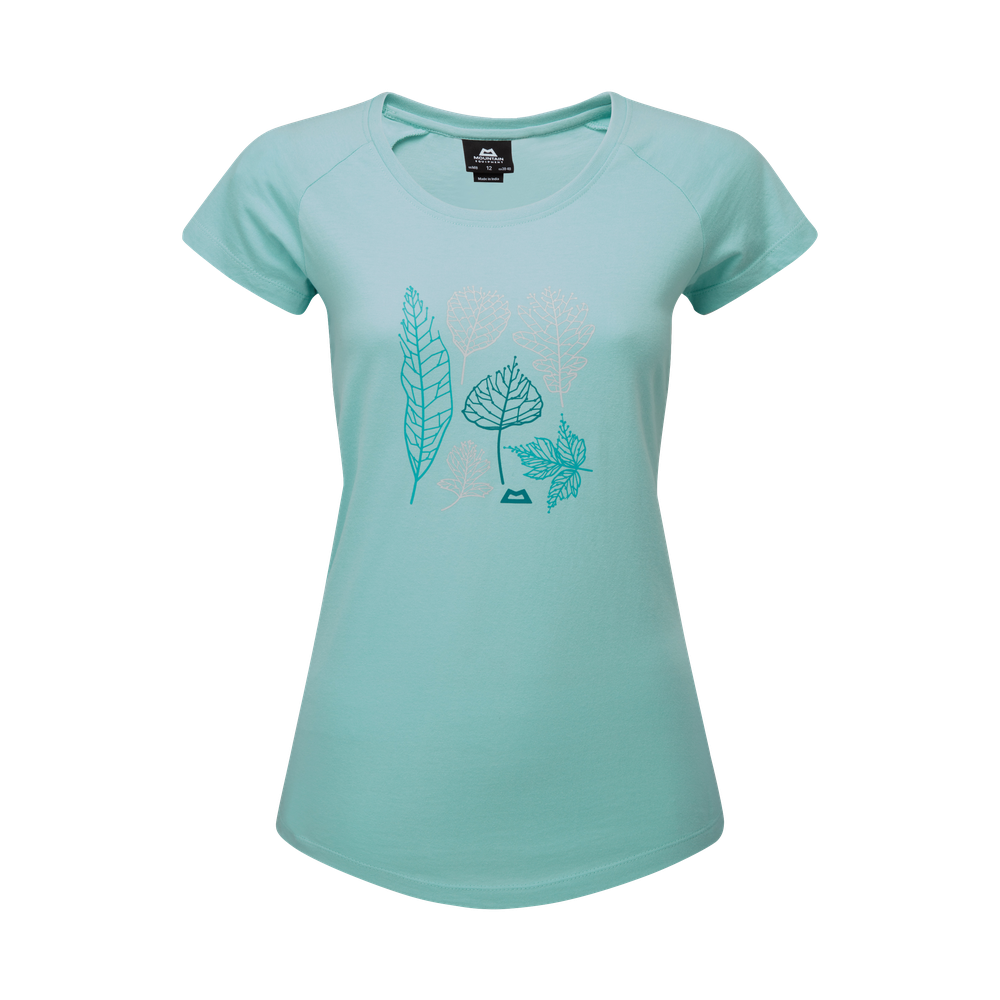 Mountain Equipment Leaf Women's Tee Outdoor Action Aqua - Front