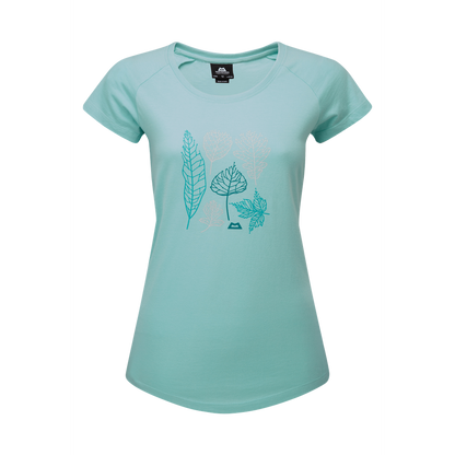 Mountain Equipment Leaf Women's Tee Outdoor Action Aqua - Front