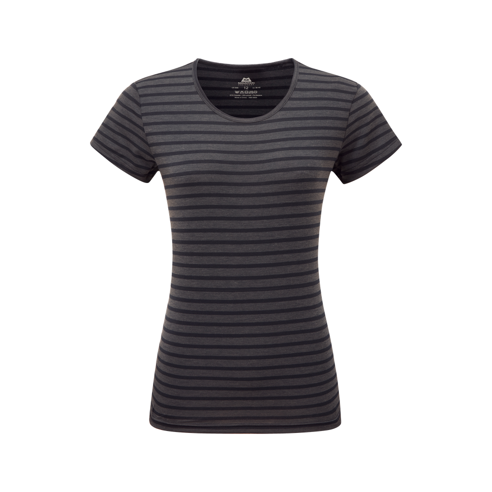 Mountain Equipment Groundup Stripe Women's Tee Outdoor Action Cosmos Stripe- front