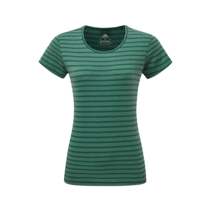 Mountain Equipment Groundup Stripe Women's Tee Outdoor Action Spruce Stripe- front