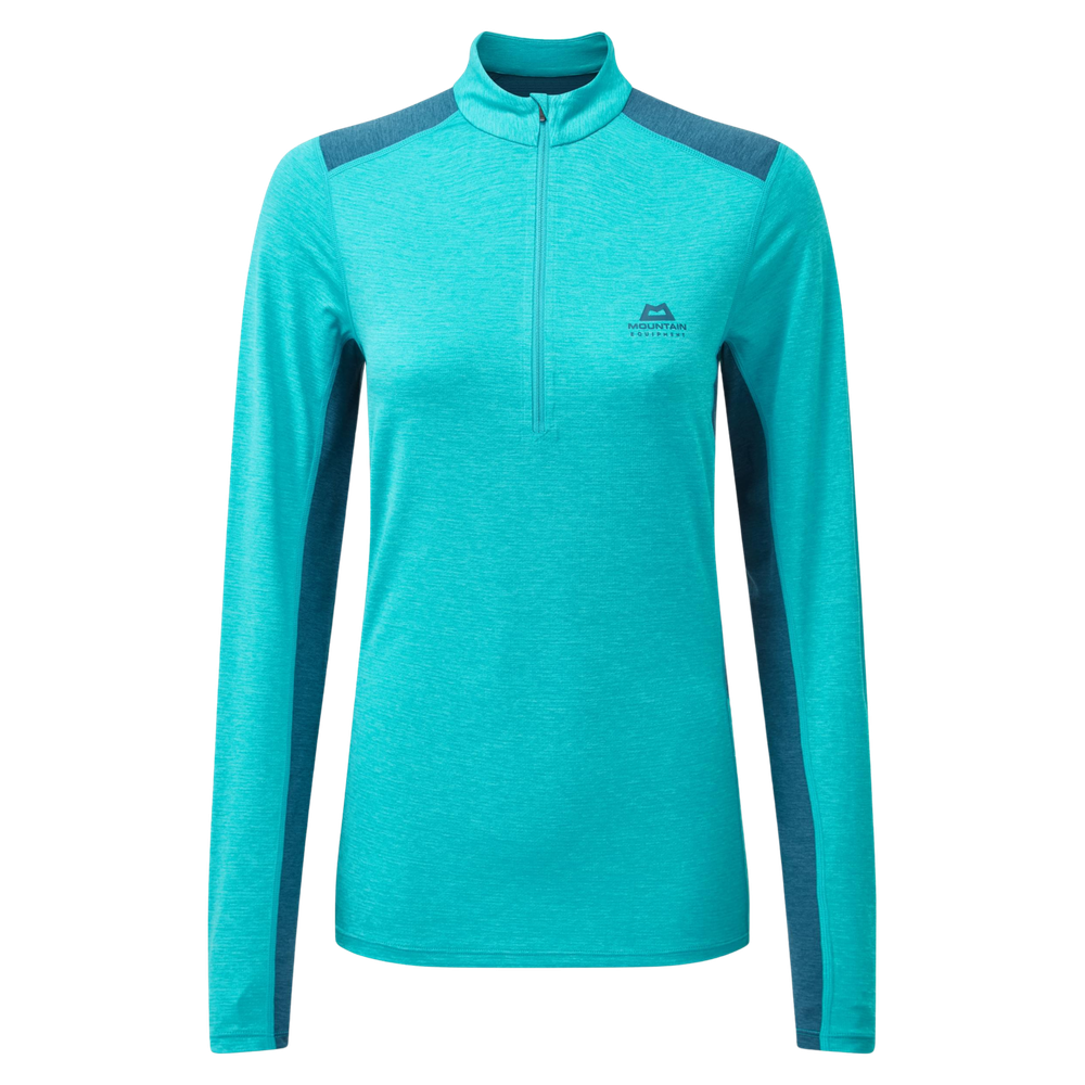 Mountain Equipment Nava LS Women's Zip T Outdoor Action Topaz/Majolica - Front