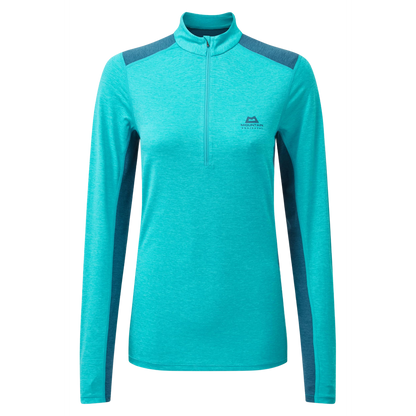 Mountain Equipment Nava LS Women's Zip T Outdoor Action Topaz/Majolica - Front