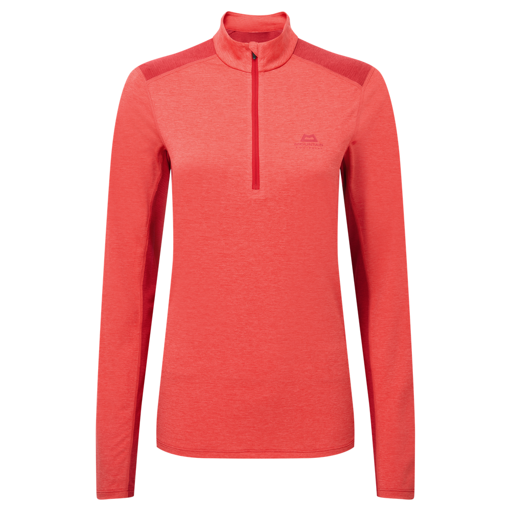 Mountain Equipment Nava LS Women's Zip T Outdoor Action Hibiscus/Capsicum - Front