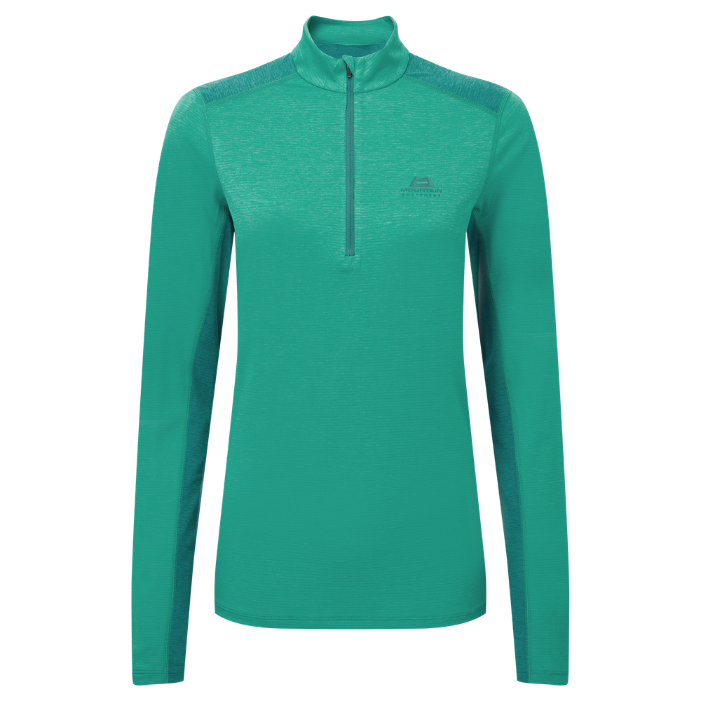 Mountain Equipment Nava LS Women's Zip T Outdoor Action Jade/Spruce - Front