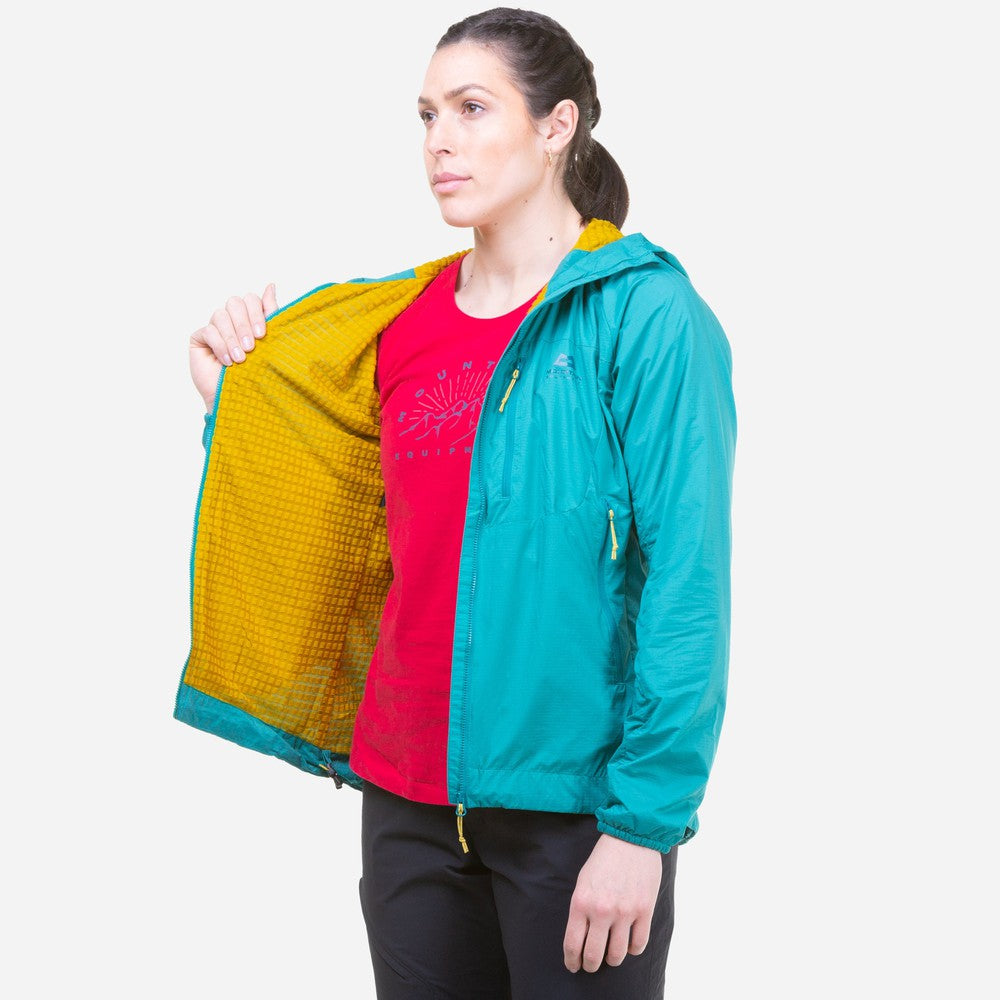 Mountain Equipment Aerotherm Women's Jacket Outdoor Action Jade - EXOLITE 45 stretch fabric