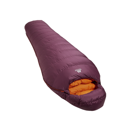 Mountain Equipment Classic Eco 750 Women's Sleeping Bag Outdoor Action Raisin- slanted full length