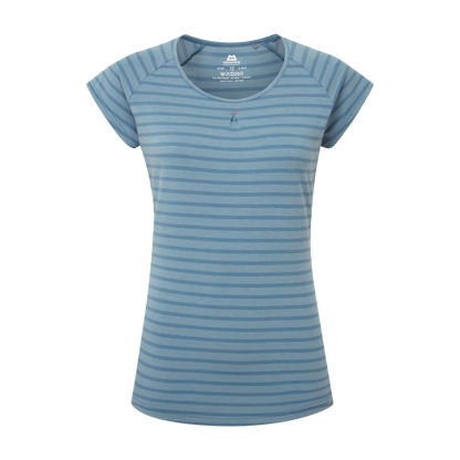 Mountain Equipment Equinox Women's Tee Outdoor Action Bluefin Stripe - Front