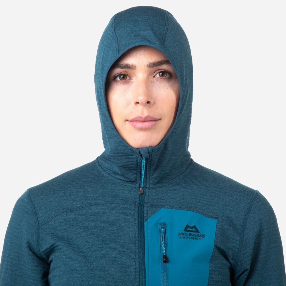 Mountain Equipment Lumiko Hooded Women's Jacket Outdoor Action Majolica/Alto Blue -  Grown-on hood