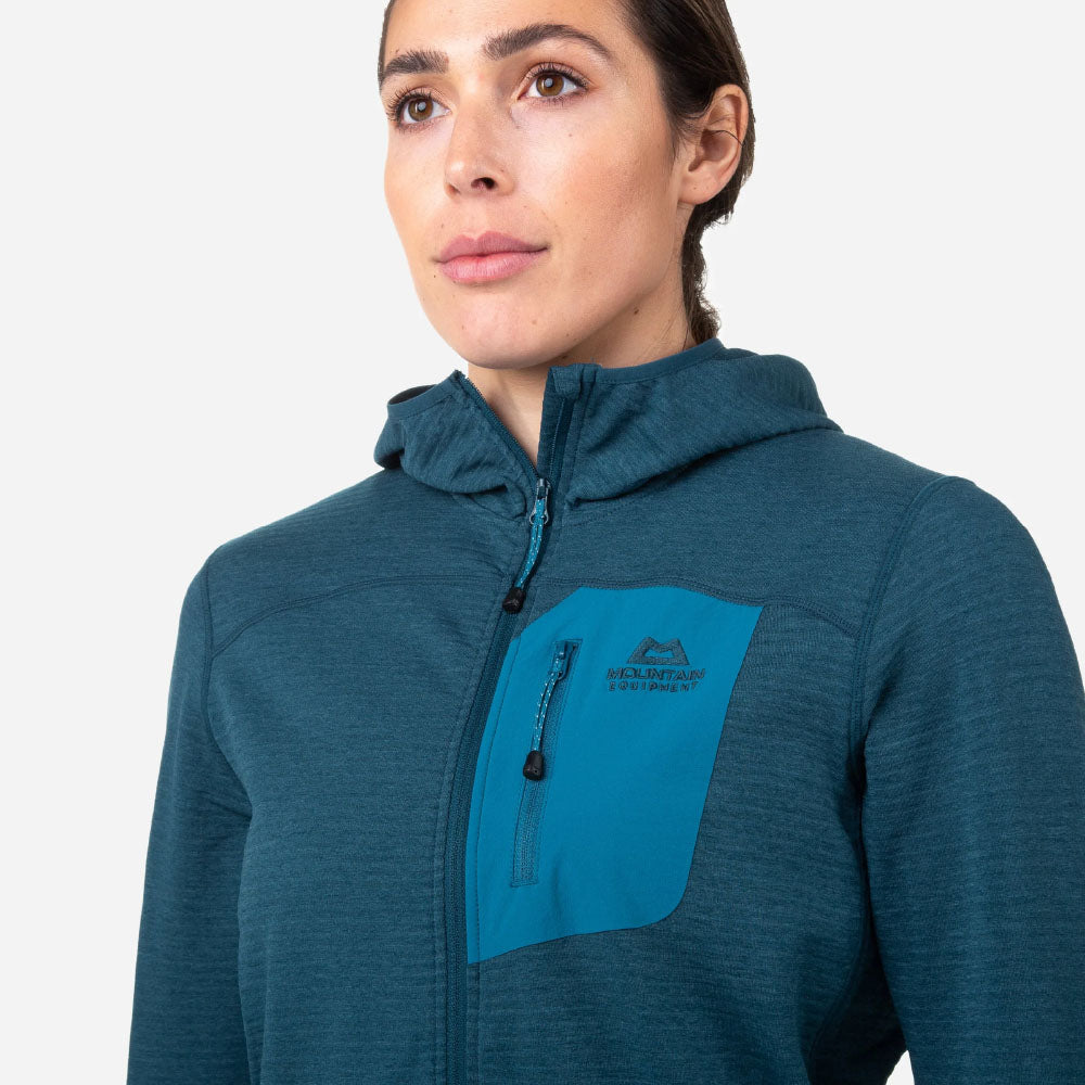 Mountain Equipment Lumiko Hooded Women's Jacket Outdoor Action Majolica/Alto Blue -  Lumiko fleece