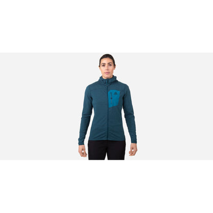 Mountain Equipment Lumiko Hooded Women's Jacket Outdoor Action Majolica/Alto Blue -  Front Fir